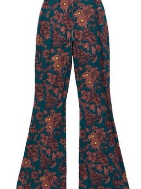 Zara Teal Floral Bellbottom Leggings